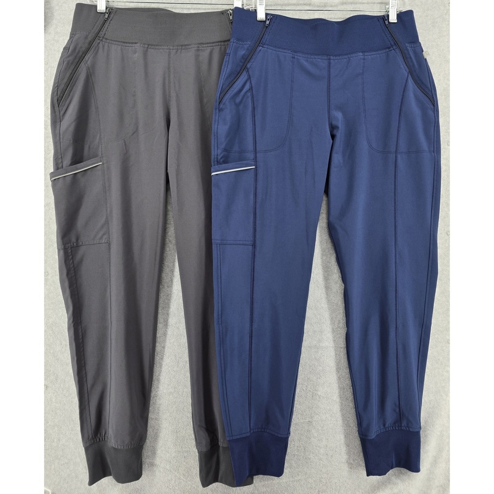 2 Pairs Cherokee Infinity Scrub Pants Women's M Gray Blue Pockets Jogger #110A